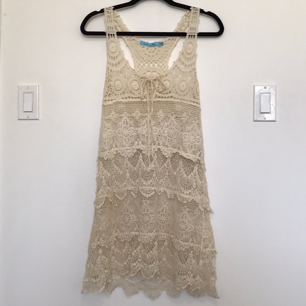 Solitaire Swim | Cream Crochet Coverup Dress